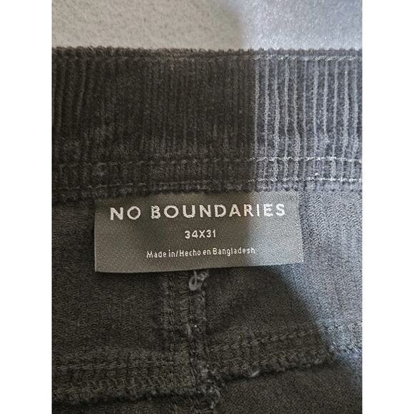 No Boundaries Pants Mens 34x31 Black Corduroy Double Knee Carpenter Baggy Skater - Picture 3 of 8